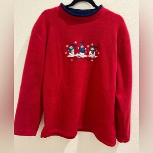 Croft and Barrow Red Snowman Fleece Pullover